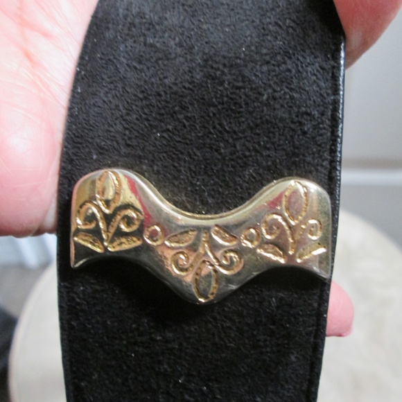 Vtg ESCADA black Leather suede WOMEN\'S  BELT Sz  36  Made in Germany